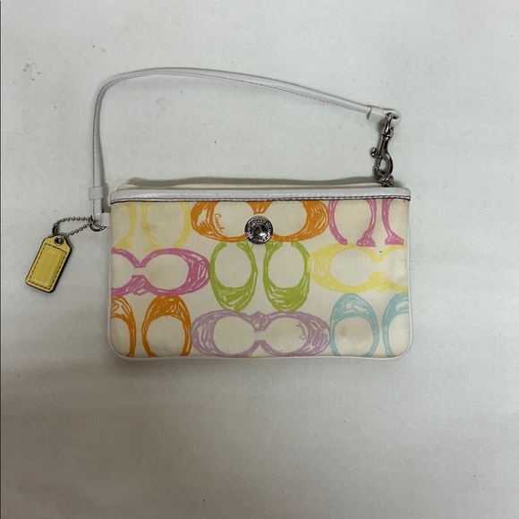 Coach Wristlet Wallet Hampton Scribble Signature C Pastel Colors Retro Y2K Purse - Picture 1 of 9
